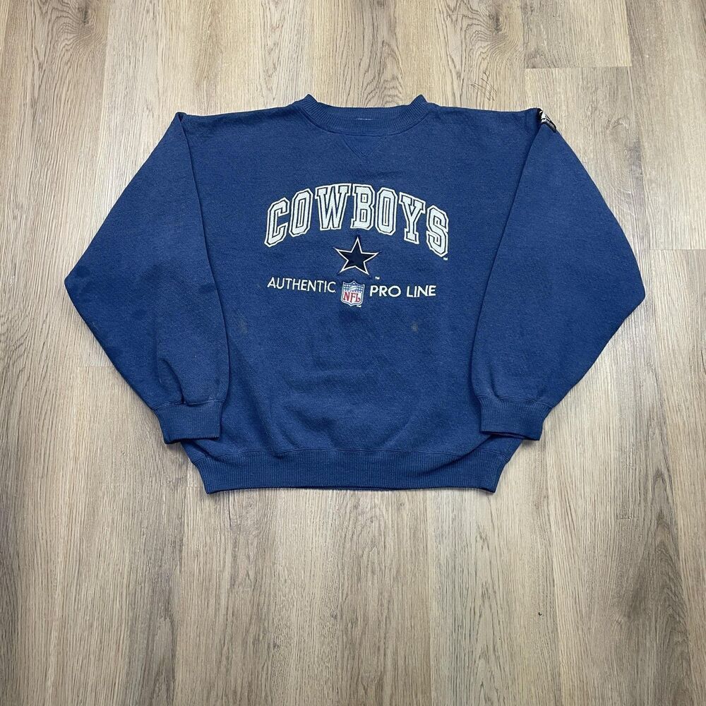 Dallas Cowboys Sweater Mens Large NFL Football Crewneck Pro Line Athletic